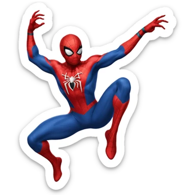 Spider-Man in classic red and blue suit, swinging on a web sticker