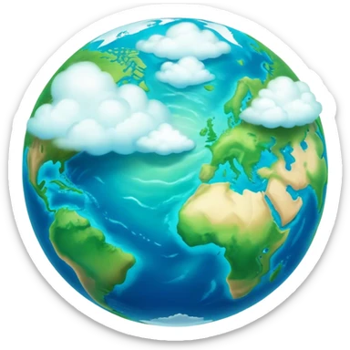 Cinematic Realistic Earth, depicted with vibrant blue oceans, clouds, and lush green continents rendered in exquisite detail, high shine, and a soft radiant glow that captures the dynamic, life-sustaining beauty of our home planet. sticker