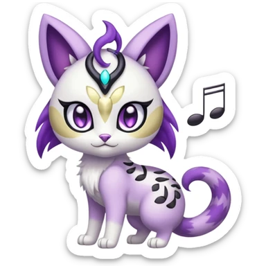  Shiny Soft Smooth Meloetta-Meicoomon-Gatomon-Liepard-Pokémon-Digimon-Fakémon-fusion-hybrid-creature sticker