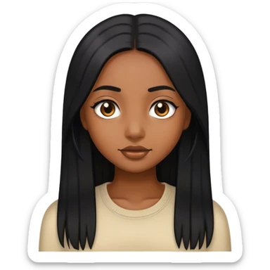 brown skin girl with long straight black hair sticker