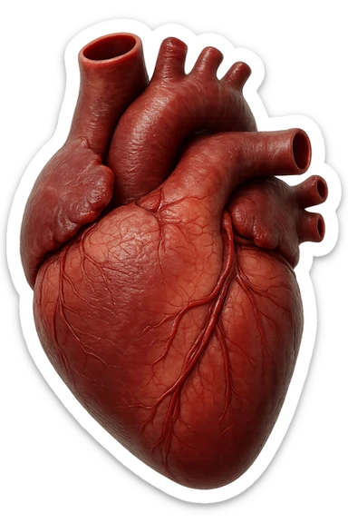 VENTRICOLO SINISTRO DI UN CUORE anatomico umano, iperrealistico 4k, isolato su sfondo bianco sticker