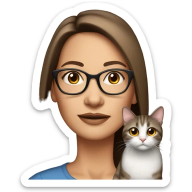 50 years old girl
long brown hair with straight styling
light skin
glasses with refined frame
Brown eyes with cat eye liner sticker