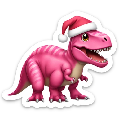 Pink T-rex dressed up as Santa Claus sticker