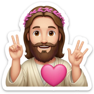Bearded Jesus smiling making pink heart gesture sticker