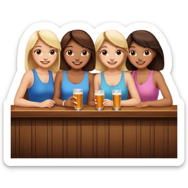 4 girls out a at bar posing for a picture  sticker