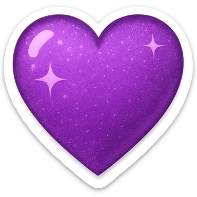 Edit the glittery teal color heart with a subtle gradient to be a glittery purple color heart with a subtle gradient and no border. Keep the background transparent. sticker