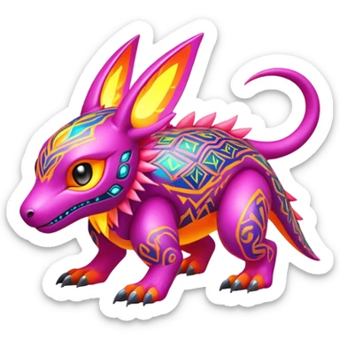lush warm-colored modern colorful neon-colored Fakémon-Digimon-Fionbri-Trico-creature sticker