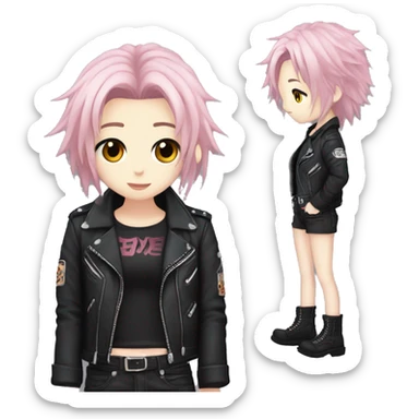 vkei kawaii rocker anime simplistic biker cute japanese blush sticker