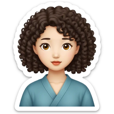 A asian girl whit curly hair sticker