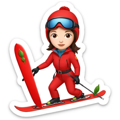 ski, bading, brunette, jente, chili sticker