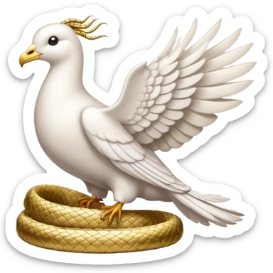 a white dove and snake gold sticker
