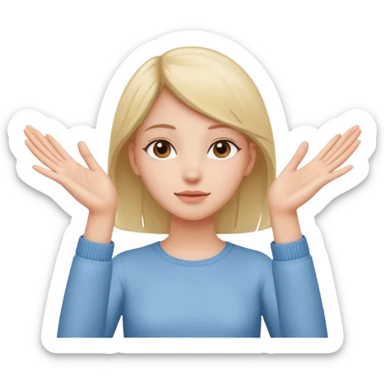 Girl with two hands in front out palms facing upwards  sticker