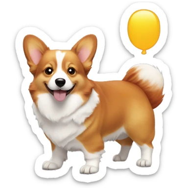 Fluffy corgi with redhead girl sticker