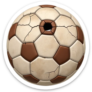 old brown cracked soccer ball sticker