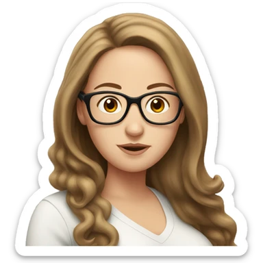 Pregnant White woman with long brown hair and glasses sticker