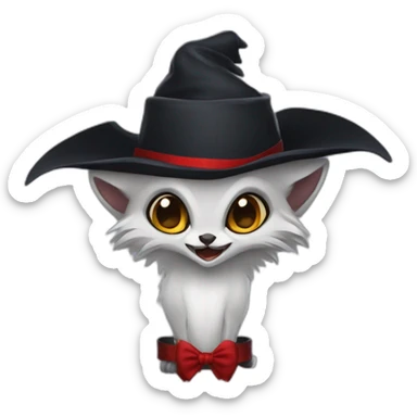 lemurien avec des dent de vampire et un chapeau de sorciere sticker