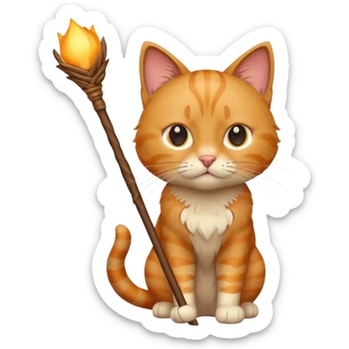 Elinde sopa tutan kedi sticker