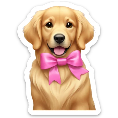 Golden retriever with a pink bow sticker