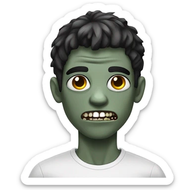 teen boy zombie with dark hair and white shirt sticker