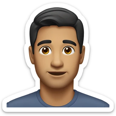 A head and shoulders shot of a 30 year old Latino man, with short black hair,   with brown eyes wearing a t-shirt. sticker