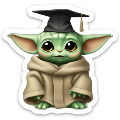 baby yoda with a mortarboard sticker