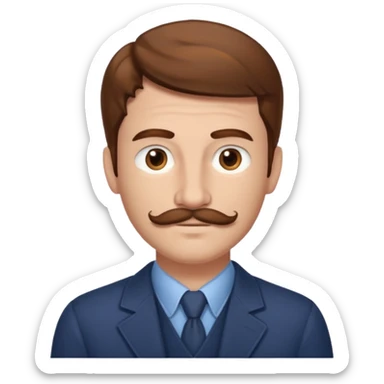 Benson Boone (b.2002) with brown hair and thin mustache sticker