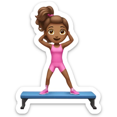 girl with a blowout doing pilates in a cute pink gym set  sticker