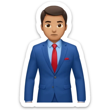 business man in a blue suit and red tie carry heavy weight on his shoulders sticker