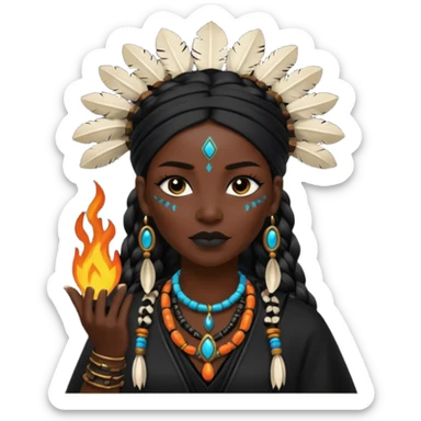 shaman woman black clothes black accesories  sticker