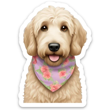 Light labradoodle with a flower bandana sticker