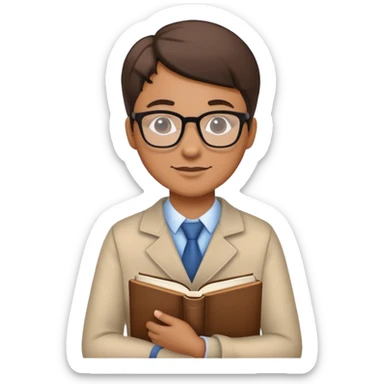 professional teacher with glasses and book sticker