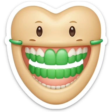 teeth with bright green braces sticker