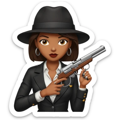 A sexy black female gangster with a gun sticker