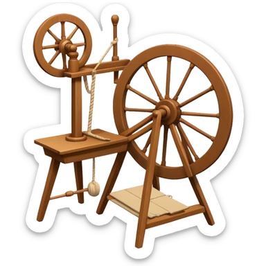 I want a traditional spinning wheel, with the wheel on the right or left and the flyer on the opposite. Shown from the side. there is only one wheel the other side has the flyer. go to websites containing traditional spinning wheels for reference. sticker