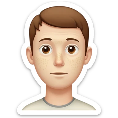 very tall, extremely pale white guy with pimples on his face, brown short hair, small ears sticker
