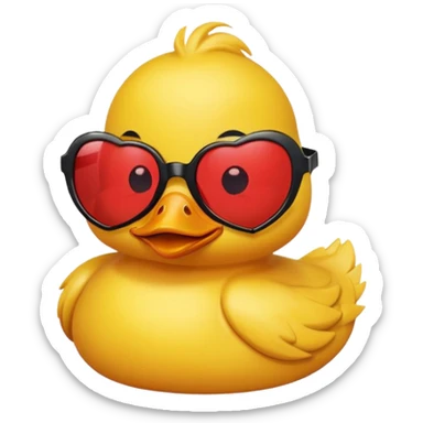 Make a frame emoji and inside it is a  yellow duck wearing red heart sunnies and the background is sky or anything blue make it like this 🌇 but what I described inside  sticker