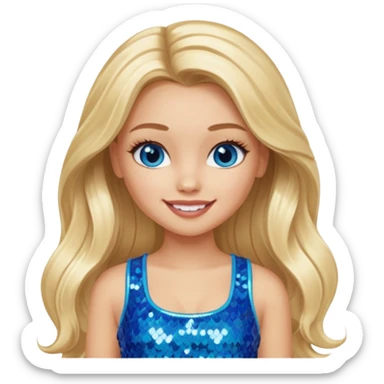 Cloe from Bratz with long light blonde hair, light skin, blue eyes, blue sequin crop top sticker