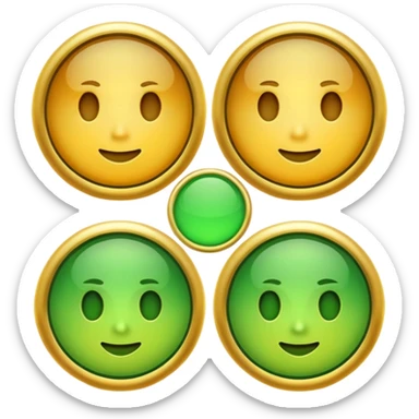 three with a curcle that unites them with golden and green colours sticker