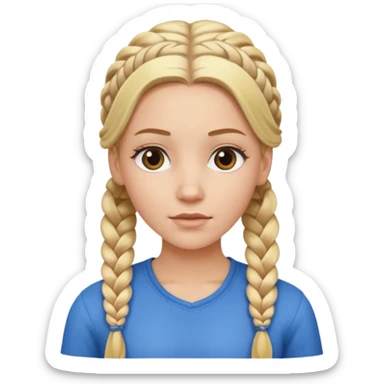white girl with full braided blonde hair, side cornrows sticker