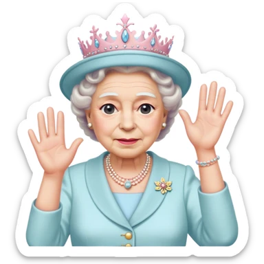 
Queen Elizabeth waves in pastel clothes sticker