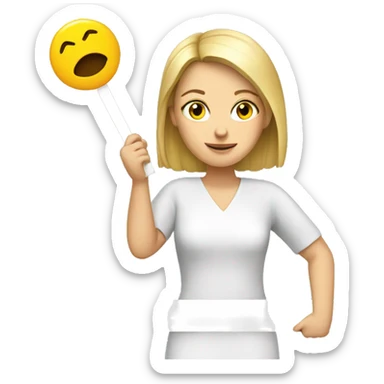 White woman holding sign for 4 B movement sticker