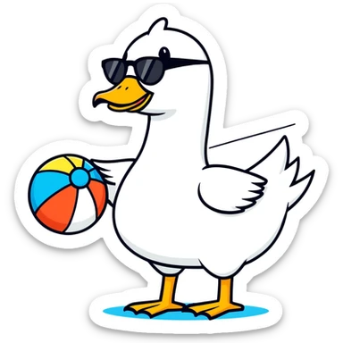 Goose going to the beach sticker