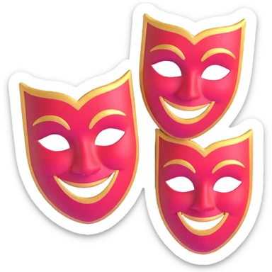 classic Greek drama masks, traditional comedy with smile and tragedy with frown, ornate theater masks sticker