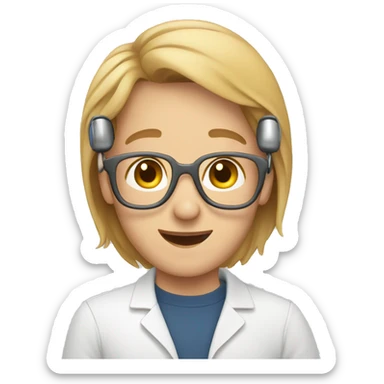 person with hearing aid testing mobile app sticker