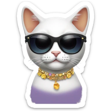 birthday cat with cool earrings and sunglasses sticker