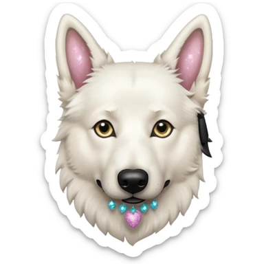 White belgian Shepard With glitter eyes  sticker