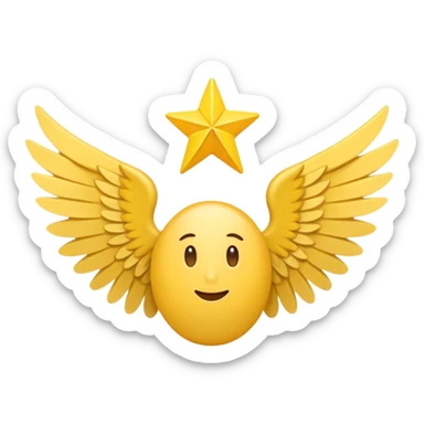 An image with wings on a star based on the star and wings of the basic emoji of the iPhone. not 3d just plat and soft and not have to bold sticker