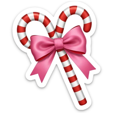 candy cane with little pink bow sticker