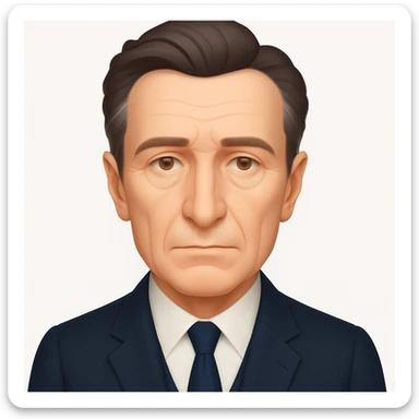 Remove the glasses from the emoji portrait of Maurice Merleau-Ponty, keep the suit and intellectual vibe, emoji style sticker