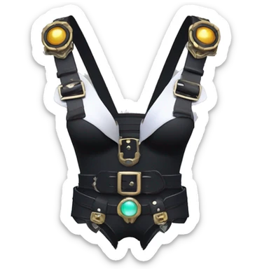 cool kawaii anthro edgy distinguished pretty elegant beautiful fantasy black ethereal nargacuga-Noivern-caracal-Quiana-Fakemon collar techwear harness leather garter belt pouches sticker